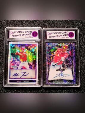 Mike Trout & Shohei Ohtani  Autograph Baseball Rookie Card Set. Graded 10 Gem